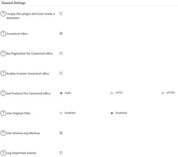 all in one seo general Settings