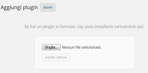carica plugin wordpress