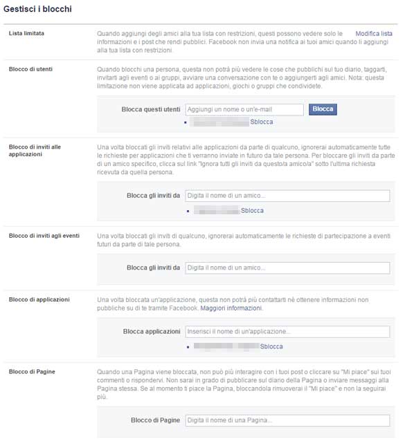 facebook impostazione blocchi