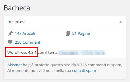 versione wordpress
