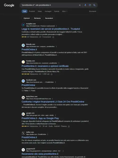 esempio operatori ricerca