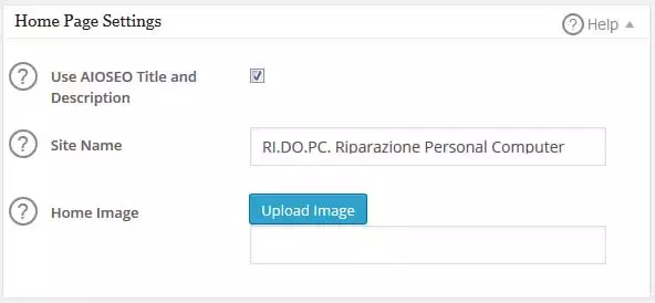 home page settings