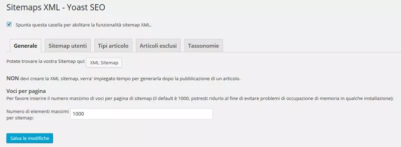 yoast seo sitemap xml generale