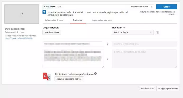 traduzione video youtube