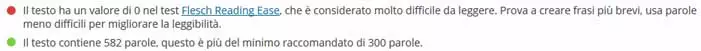 yoast seo analisi lunghezza testo