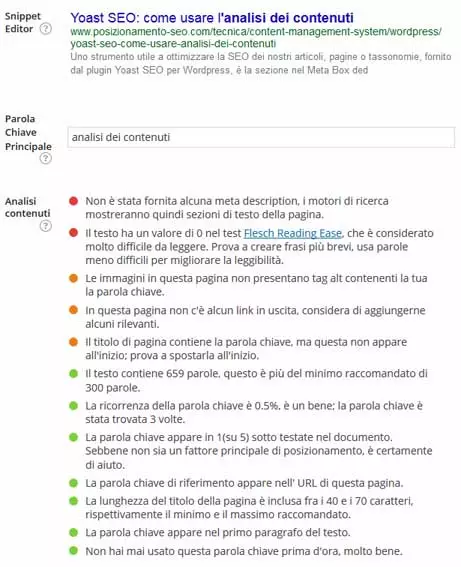 yoast seo parola chiave principale