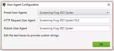 screaming frog user agent